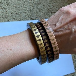 3 wooden boho bangles